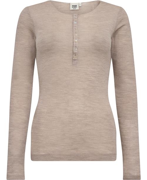 Magasin du Nord Collection Magasin Cilla 3 RWS Merino Wool Kvinde Sand Melange Langærmede Tshirts Str XS Merino