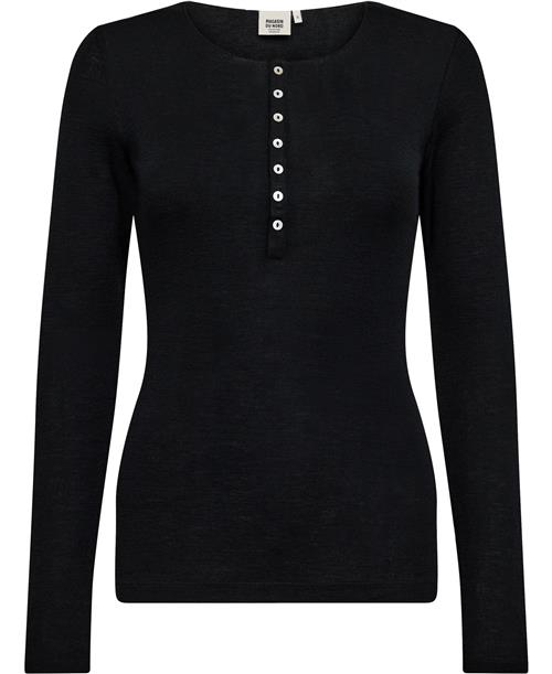 Magasin du Nord Collection Magasin Cilla 3 RWS Merino Wool Kvinde Black Langærmede Tshirts Str L Merino