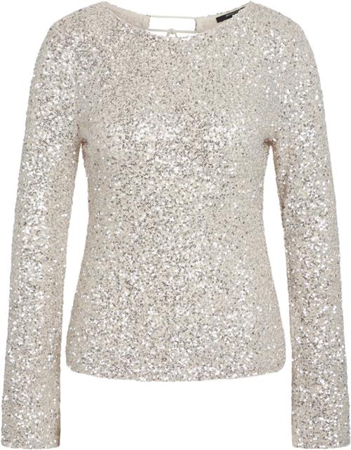 Bruuns Bazaar Aralubbellias Blouse Kvinde Beige/silver Langærmede Bluser Str 40 - Polyester hos Magasin