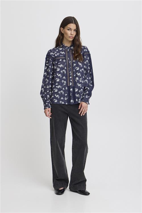 Atelier Rêve Irflorentina SH Kvinde Flowers And Dots Skjorter Loose Fit Str 40 - hos Magasin