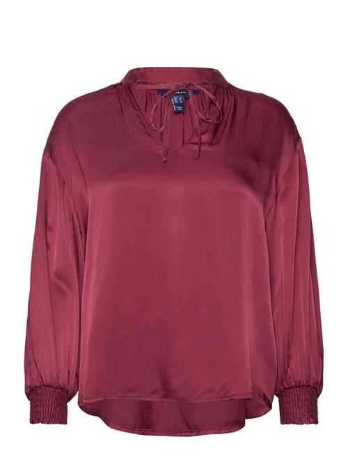 GANT D1. Stand Collar Pop Over Blouse GANT Burgundy