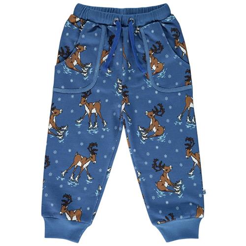 Småfolk Sweatpants i Federal Blue med rensdyr | Blå | 7-8 years