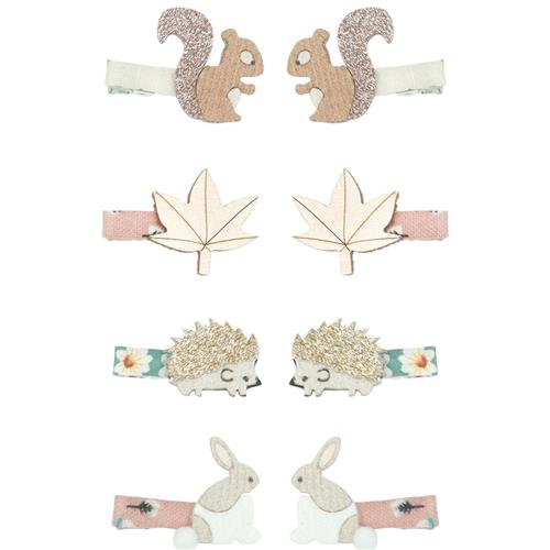 Mimi & Lula 8 Hair Clips - Mini Woodland Friends Homestead Mini Woodland Hårspænder - Forest Green |  | 0