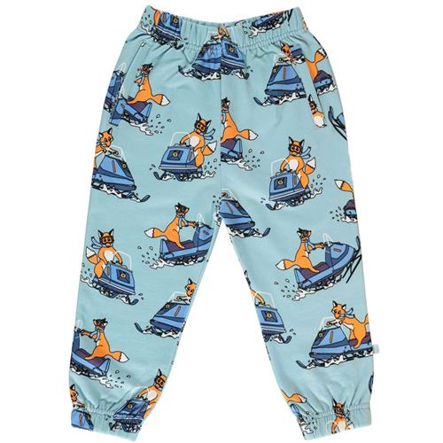 Småfolk Sweatpants i Stratosphere med snescooter mønster | Blå | 3-4 years