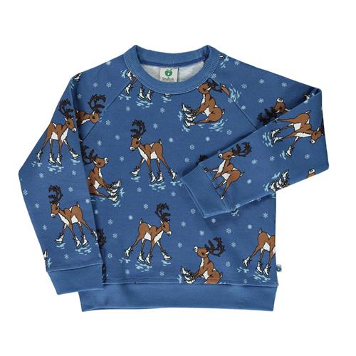 Se Småfolk Sweatshirt with reindeer Federal Blue Federal Rensdyr Sweatshirt i Federal Blue | Blå | 5-6 years ved Babyshop