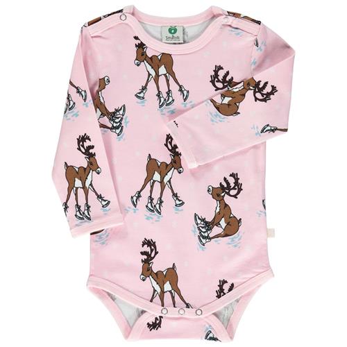 Se Småfolk Reindeer Baby Body Icy Pink | Lyserød | 74 cm ved Babyshop