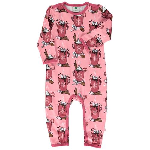 Småfolk Onesie i Bridal Rose med hot chocolate print | Lyserød | 74 cm