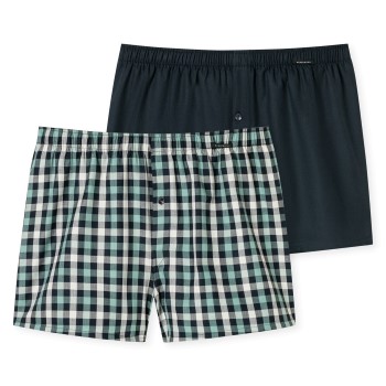 Schiesser 2P Boxershorts multipack Blå/Grøn bomuld Large Herre