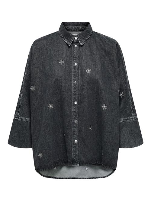 ONLY Bluse 'ONLGRACE'  grå / black denim / hvid