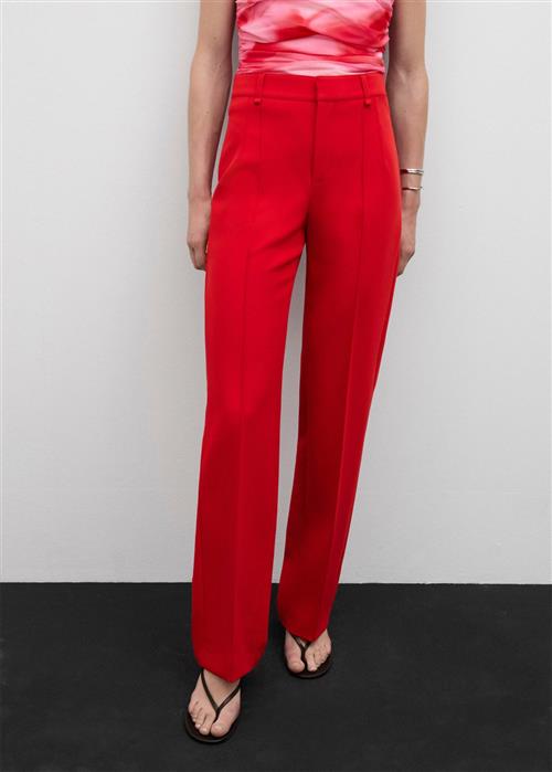 MANGO Straight Trousers With Decorative s Kvinde Red Bukser Str 42 - hos Magasin