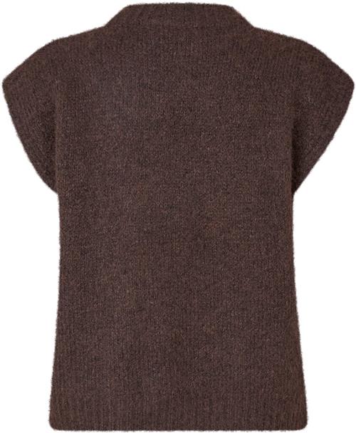 A-VIEW Patrisia Knit Vest Kvinde Dark Brown Sweaters Loose Fit Str S - hos Magasin