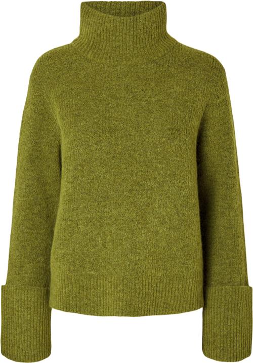 Selected Femme Slfsia RAS LS Knit High Neck Kvinde Cardamom Seed/melange Rullekraver Loose Fit Str XL - hos Magasin