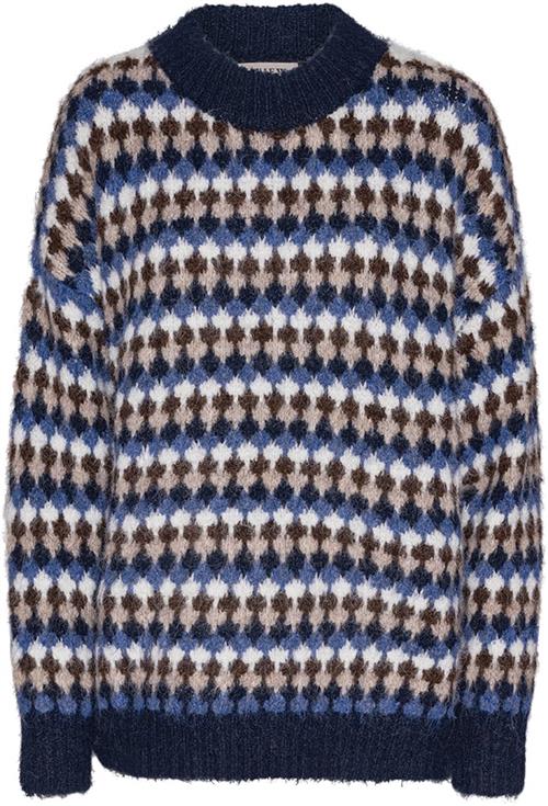 Se A-VIEW Patrisia Knit Pullover Kvinde Sand/navy Sweaters Loose Fit Str M - hos Magasin ved Magasin