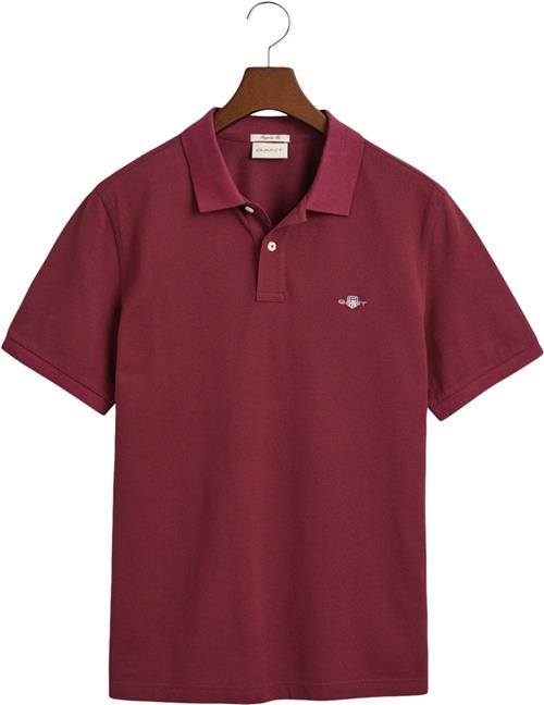 Gant REG Shield SS Pique Polo Mand Wine Red Kortærmede Poloer Str S - hos Magasin