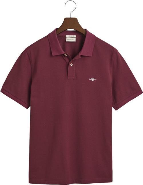 Se Gant REG Shield SS Pique Polo Mand Wine Red Kortærmede Poloer Str XXL - hos Magasin ved Magasin