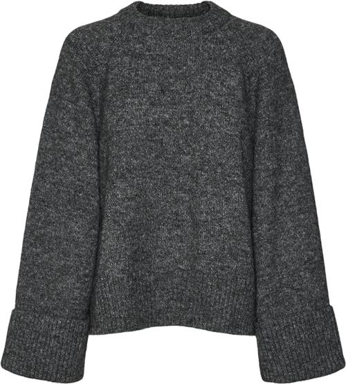 Se Vero Moda Vmnovah LS Oneck Knit VMA Kvinde Dark Grey Melange Sweaters Regular Fit Str XS - hos Magasin ved Magasin