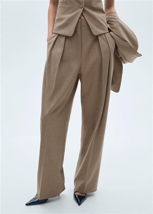 MANGO Wool Suit Trousers Kvinde Brown Bukser Str 40 - hos Magasin