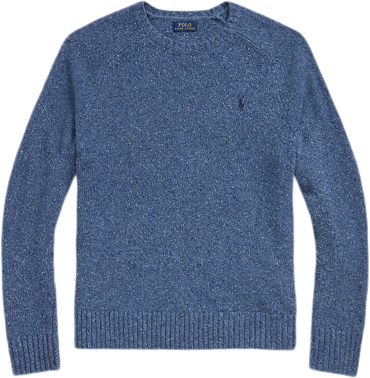 Se Polo Ralph Lauren Donegal Wool Blendlsl-plo Mand Chambray Blue Donegal Sweaters Str XL - hos Magasin ved Magasin