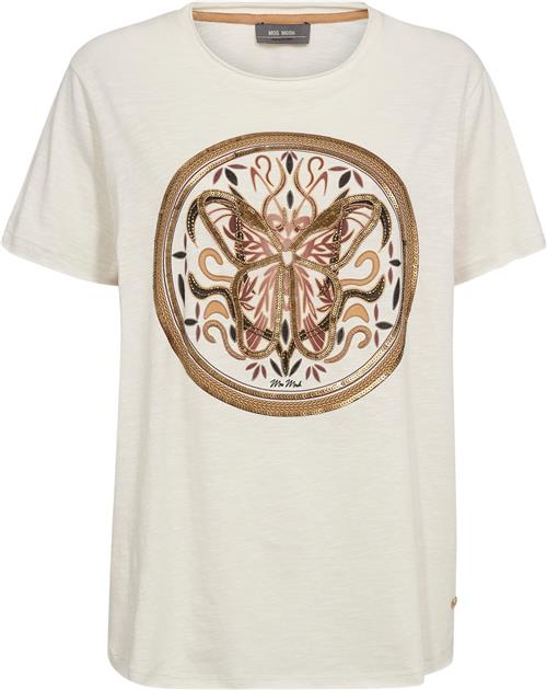 Mos Mosh Mmfiona OSS Embroidery Tee Kvinde Ecru Kortærmede T-shirts Str S - hos Magasin