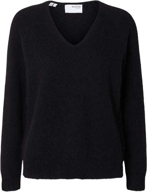 Se Selected Femme Slflulu NEW LS Knit Vneck B Noos Kvinde Sort Sweaters Str L - hos Magasin ved Magasin