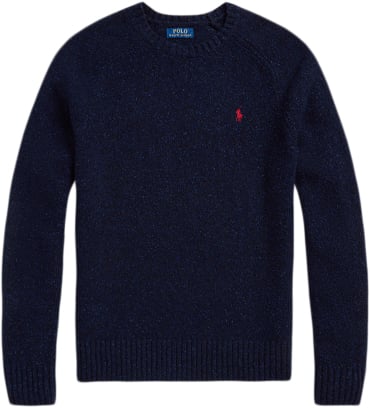 Se Polo Ralph Lauren Donegal Wool Blendlsl-plo Mand Ancient Navy Donegal Sweaters Str M - hos Magasin ved Magasin