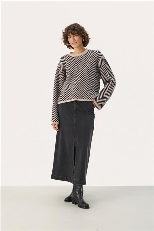 Se Part Two Leslypw PU Kvinde French Oak Jacquard Sweaters Str S - hos Magasin ved Magasin