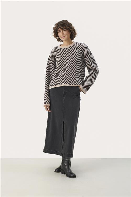 Se Part Two Leslypw PU Kvinde French Oak Jacquard Sweaters Str M - hos Magasin ved Magasin