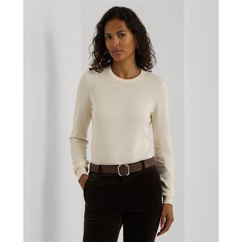 Lauren Ralph Lauren Cotton Modalls Sweater Kvinde Mascarpone Cream Sweaters Str S - hos Magasin