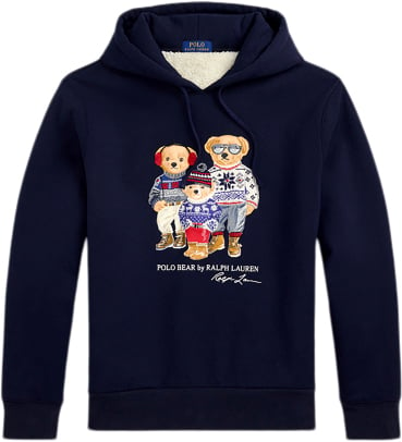 Se Polo Ralph Lauren Magic HI Pilelsl-sws Mand Fa24 Rl Navy Bear Family Hoodies Str L - hos Magasin ved Magasin