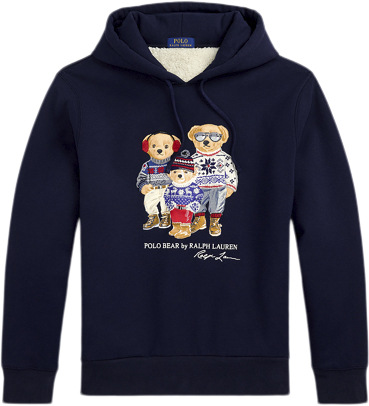 Se Polo Ralph Lauren Magic HI Pilelsl-sws Mand Fa24 Rl Navy Bear Family Hoodies Str M - hos Magasin ved Magasin