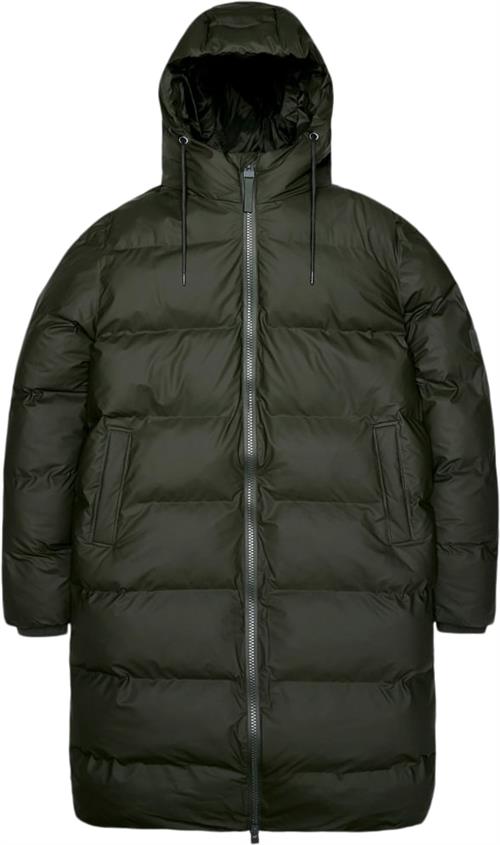 Rains Alta Long Puffer Jacket W3t4 Kvinde Green Regnjakker Str XL - hos Magasin