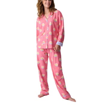 PJ Salvage Long Sleeve Flannel Pyjama Rosa Mønster  bomuld X-Large Dame