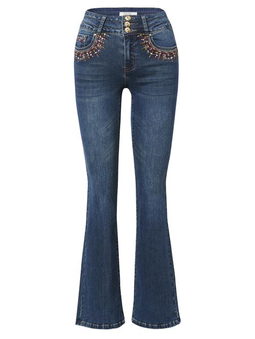 Se KOROSHI Jeans 'Bell'  blue denim / guld / rød / hvid ved About You