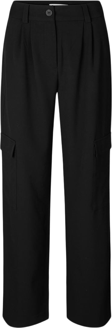 Modström Ankermd Pocket Pants Kvinde Sort Bukser Med Lige Ben Casual Fit Str L - hos Magasin