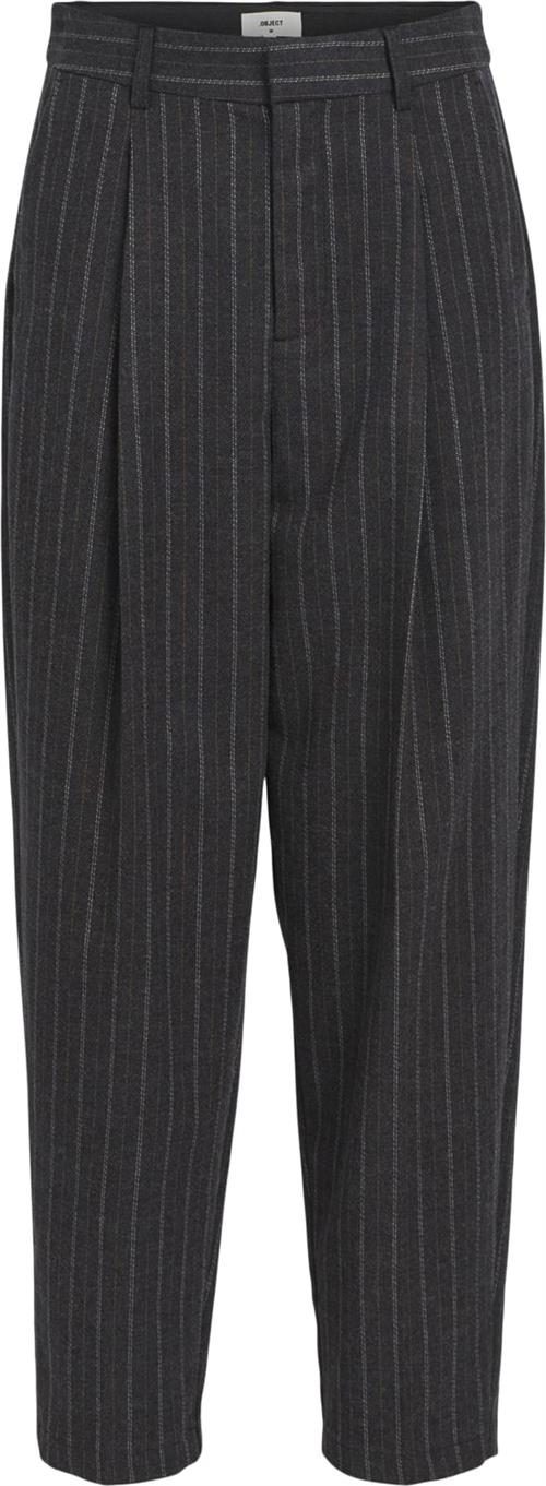 Object Objrobin HW Cropped Barrel Pant PB1 Kvinde Dark Grey Melange Bukser Med Brede Ben Str 38 - hos Magasin