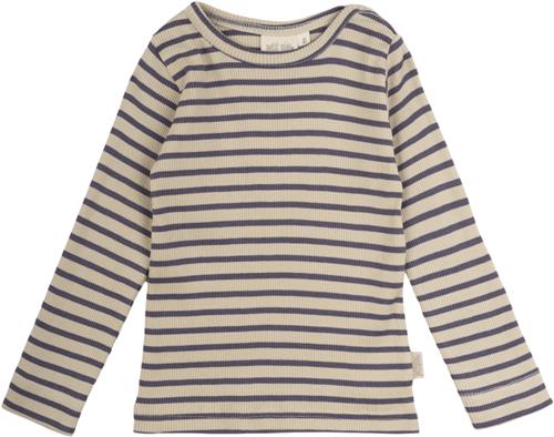 PETIT PIAO Tshirt L/S Modal Striped Str 122 cm - Dusty Violet/dark Langærmede T-shirts Bomuld hos Magasin