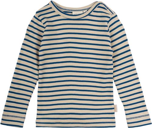 PETIT PIAO Tshirt L/S Modal Striped Str 92 cm - Deep Cobalt/dark Langærmede T-shirts Bomuld hos Magasin