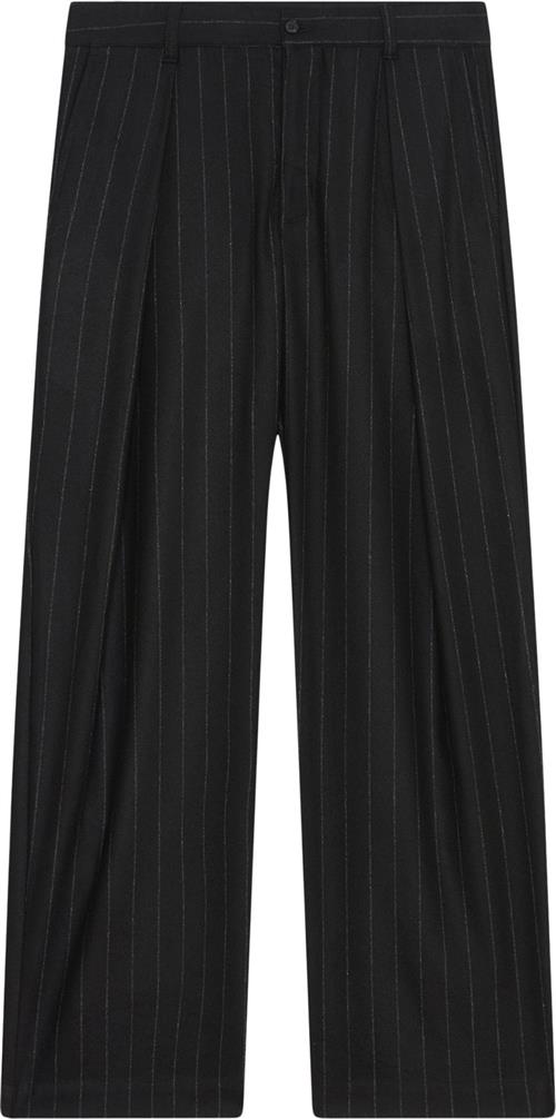 Wood Wood Wwfraser Pleated Chinos Kvinde Black Stripes Jeans Str 48 - hos Magasin