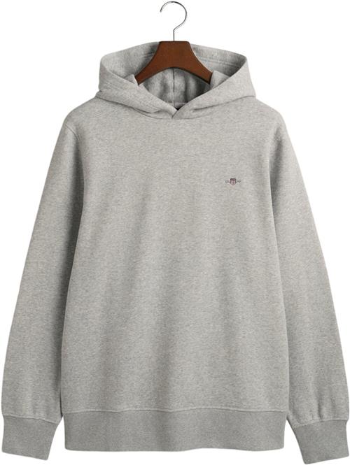 Se Gant REG EMB Archive Shield Hoodie Mand Grey Melange Hoodies Str L - hos Magasin ved Magasin