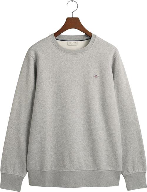 Gant REG EMB Archive Shield Cneck Mand Grey Melange Sweatshirts Str M - hos Magasin