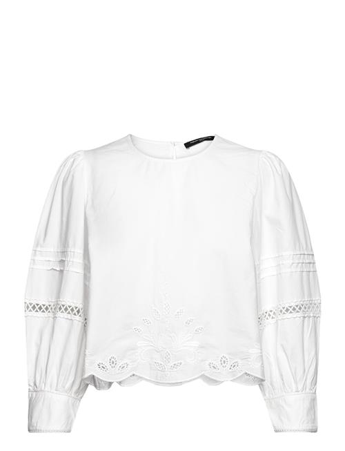 French Connection Alissa Cotton Broiderie Top French Connection White