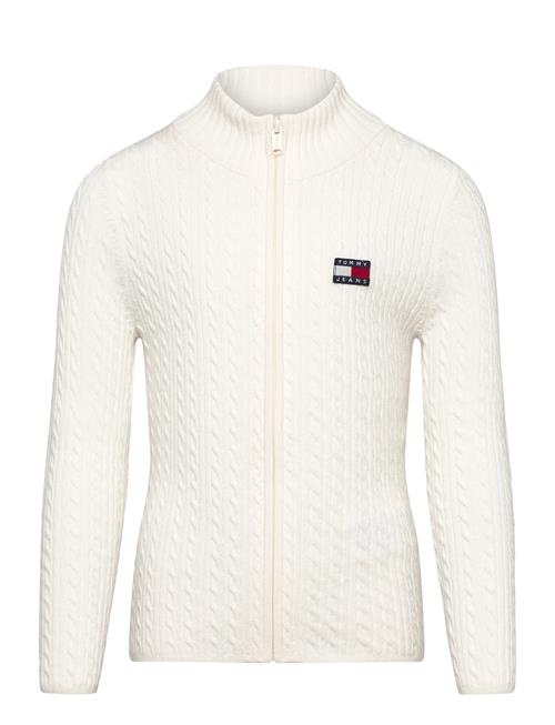 Se Tommy Jeans Tjw Zip-Thru Cable Cardigan Tommy Jeans Cream ved Booztlet