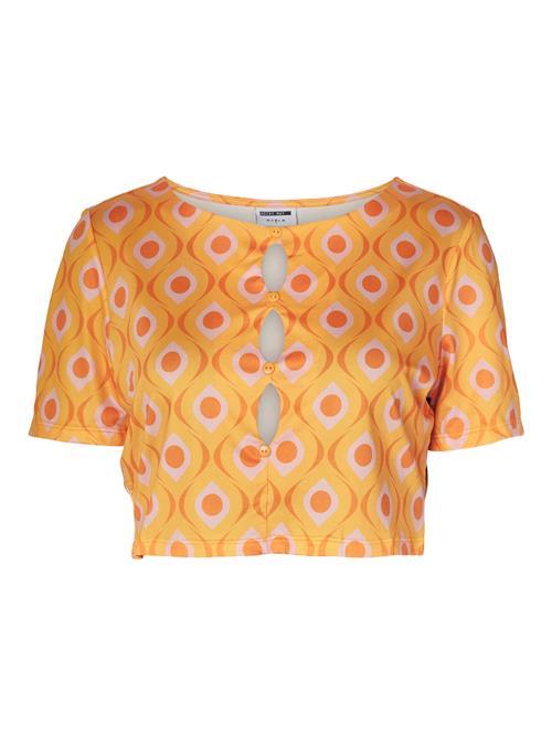 Se Noisy may Bluse 'SISSI GEO'  sennep / orange / mørkeorange / hvid ved About You