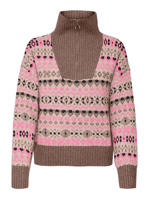 Se VERO MODA Pullover 'GLO'  beige / mokka / neonpink / sort ved About You