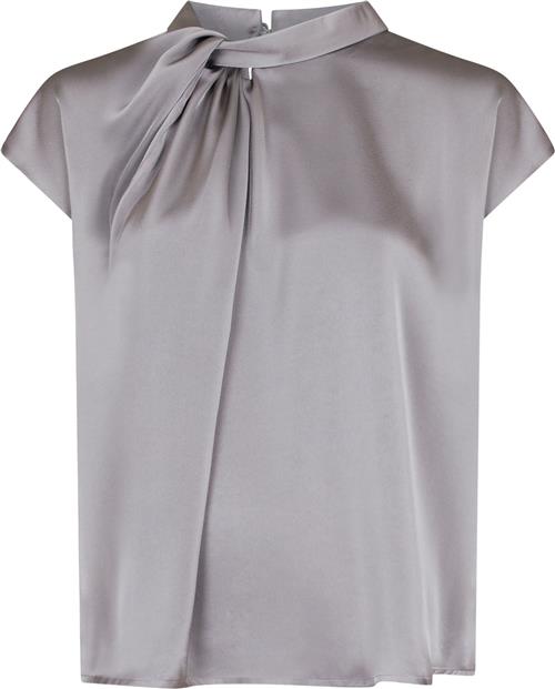 Neo Noir Fleur Drapy Satin Blouse Kvinde Grey Toppe Str 40 - hos Magasin