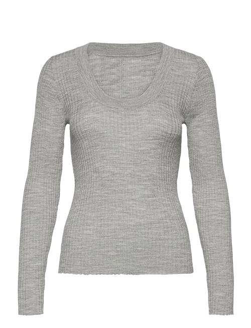 Selected Femme Slfcosta New Ls Knit Deep U-Neck Selected Femme Grey