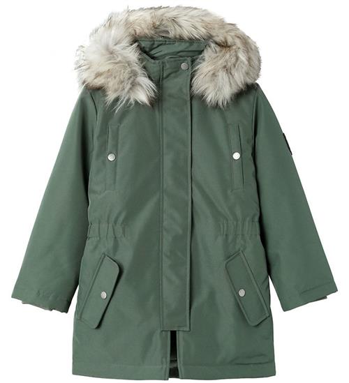 Se Name It Vinterjakke - NOOS - NkfMilla Parka - Agave Green ved KidsWorld