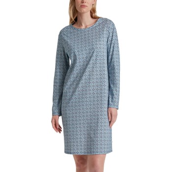 Calida Nights Long Arm Sleepshirt Lyseblå m Møns bomuld Large Dame