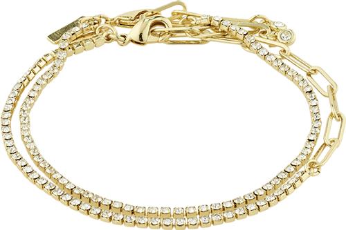 Pilgrim Rowan Crystal Bracelet, 2in-1, Gold-plated one size - Kædearmbånd Uden Vedhæng hos Magasin