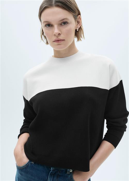 MANGO Bicolour Sweater Kvinde Black Sweaters Str S - hos Magasin